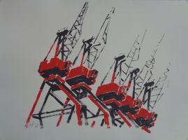 8 grues rouges noires